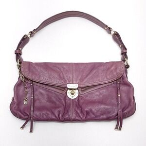Hayden Harnett Handbag Purple Soft Leather Shoulder Bag Purse Twist Lock READ